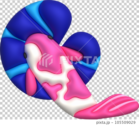 3d icon, colorful japanese koi fish and lotus leaf, minimal style icon 3d icon, colorful japanese koi fish and lotus leaf, minimal style icon 105509029