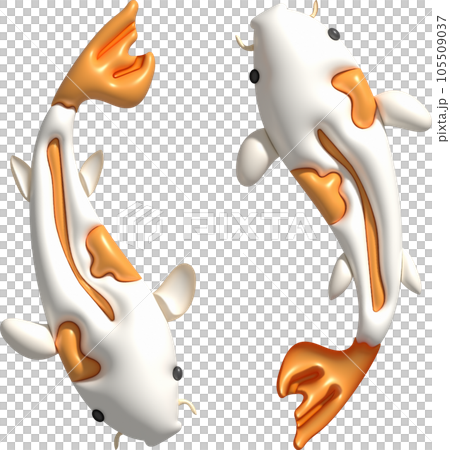 3d icon, colorful japanese koi fish, minimal style icon 105509037