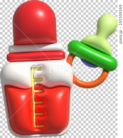 3d icons - baby bottle and baby pacifier... - Stock Illustration ...