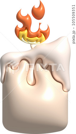 3d icon. Burning candle melting and burning flame. 3d icon. Burning candle melting and burning flame. 105509351