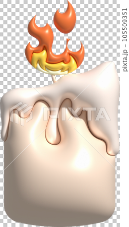 3d icon. Burning candle melting and burning flame. 3d icon. Burning candle melting and burning flame. 105509351