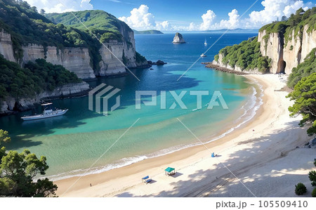 断崖絶壁と真夏のプライベートビーチ 断崖絶壁と真夏のプライベートビーチ 105509410
