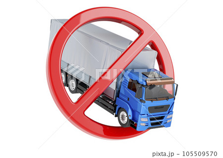 Truck with forbidden symbol. 3D rendering Truck with forbidden symbol. 3D rendering 105509570