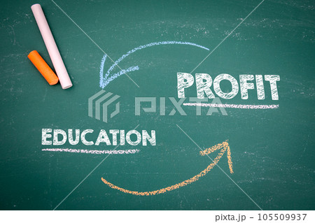 Education and Profit Concept. Text on a green chalk board 105509937