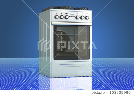 Gas range on digital, futuristic backdrop, 3D rendering 105509990