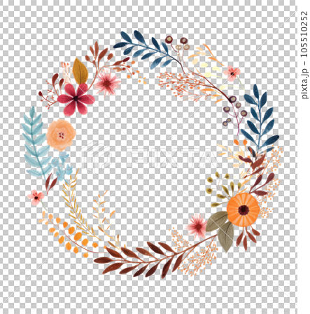 Watercolor floral wreath isolated 105510252