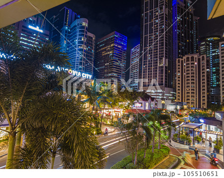 Night street scene from Eastwood neighborhood in Manila Night street scene from Eastwood neighborhood in Manila 105510651