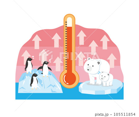 ペンギンとシロクマの地球温暖化イメージイラスト 105511854
