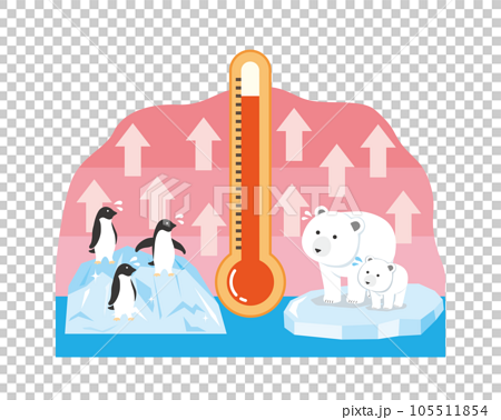 ペンギンとシロクマの地球温暖化イメージイラスト 105511854
