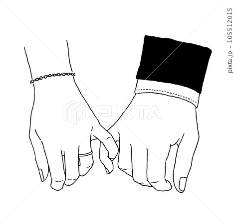 指切りをするカップルの手のシンプルな線画イラスト 105512015