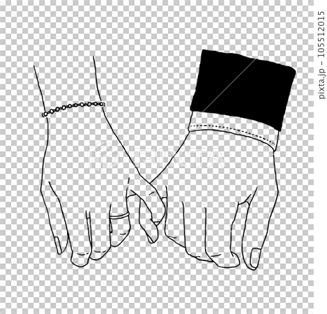 指切りをするカップルの手のシンプルな線画イラスト 105512015
