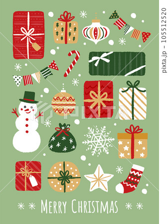 クリスマスのアイコンイラスト セット クリスマスのアイコンイラスト セット 105512520