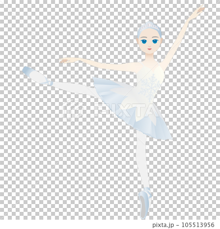 舞者插圖_芭蕾舞劇《胡桃夾子》 芭蕾舞演員在雪景中跳舞冰雪女王的形象 105513956