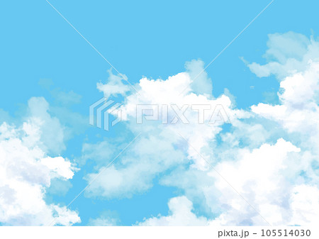 水彩風の爽やかな青空と雲 水彩風の爽やかな青空と雲 105514030