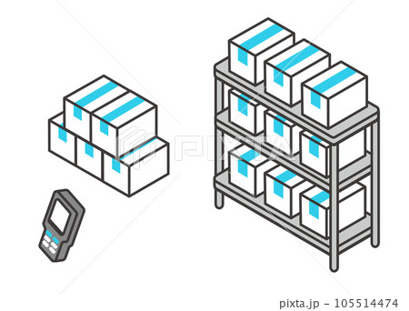 バーコードを使った在庫管理のベクターイラスト素材 105514474