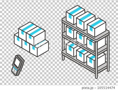 バーコードを使った在庫管理のベクターイラスト素材 105514474