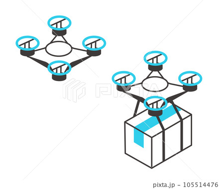 ドローンが荷物を配送するイメージのベクターイラスト素材/飛行/宅配 ドローンが荷物を配送するイメージのベクターイラスト素材/飛行/宅配 105514476
