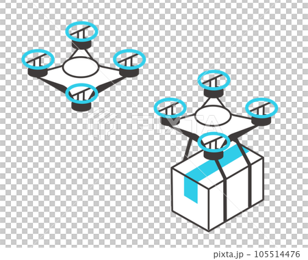 ドローンが荷物を配送するイメージのベクターイラスト素材/飛行/宅配 ドローンが荷物を配送するイメージのベクターイラスト素材/飛行/宅配 105514476