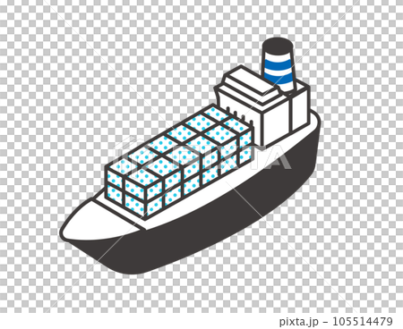 荷物を運ぶ貨物船のベクターイラスト素材 105514479