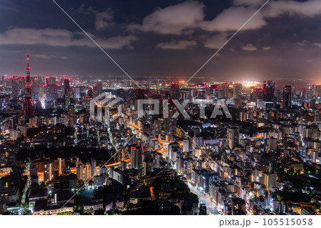 《東京都》深夜の東京都市風景 105515058