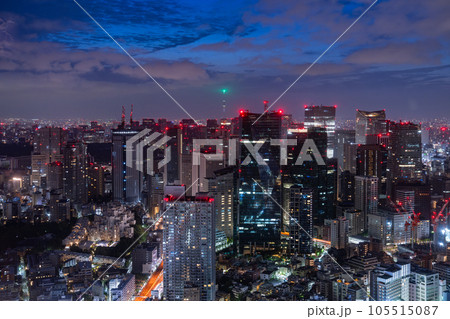 《東京都》深夜の東京都市風景・夜明け前 105515087