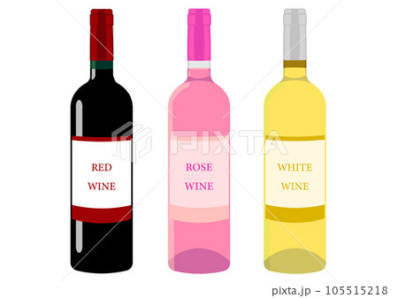 赤ワインとロゼワインと白ワインのボトル 赤ワインとロゼワインと白ワインのボトル 105515218