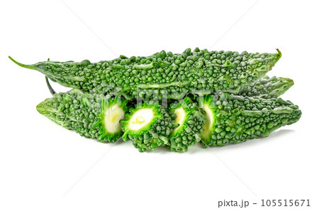 bitter melon, bitter gourd, bitter squash fruit isolated on white background. 105515671