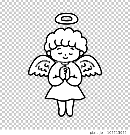 可愛的祈禱天使/線描 105515953