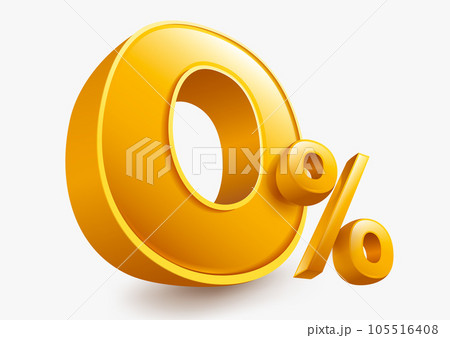 Golden yellow zero percent or 0% commission special offer isolated on white background. illustration vector file. Golden yellow zero percent or 0% commission special offer isolated on white background. illustration vector file. 105516408