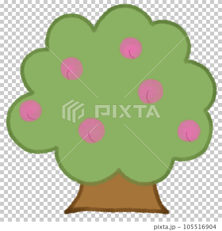 [Peach] Tree crayon illustration material 105516904