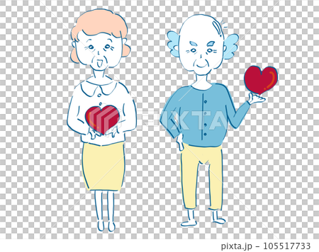 心愛老人向最愛的人表達愛的全身插畫素材 105517733