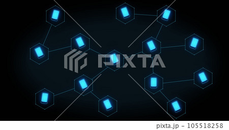  Image of growing network of blue smartphone...のイラスト素材 [105518258] - PIXTA 