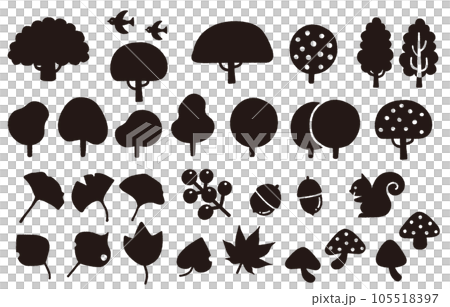 Monochrome cute autumn material set 105518397