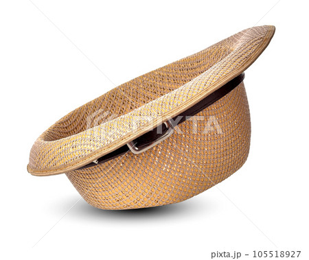 Vintage Straw hat fasion for man isolated on white background 105518927
