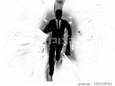 走るビジネスマンのシルエット 105519781