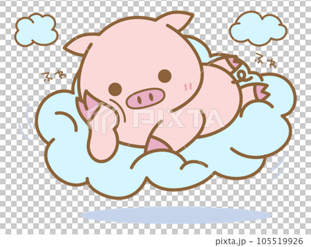 A fluffy pig lying on a cloud A fluffy pig lying on a cloud 105519926