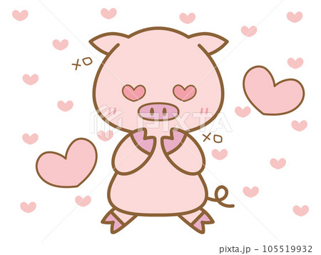メロメロになって目がハートになるぶたのイラスト素材 [105519932] - PIXTA 