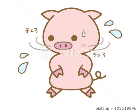 あたりをキョロキョロと見回すぶたのイラスト素材 [105519946] - PIXTA
