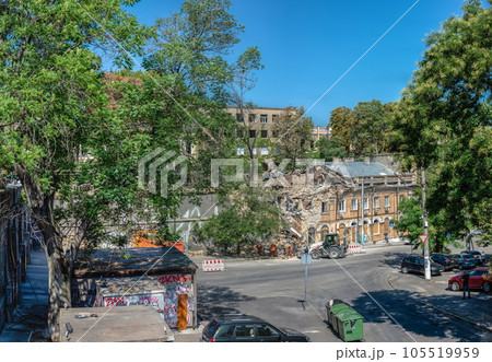The estate of Count Tolstoy, damaged by a Russian rocket in Odessa, Ukraine 105519959