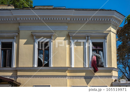 The estate of Count Tolstoy, damaged by a Russian rocket in Odessa, Ukraine 105519971