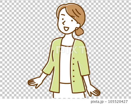 カーディガンを着て微笑む若い女性 105520427