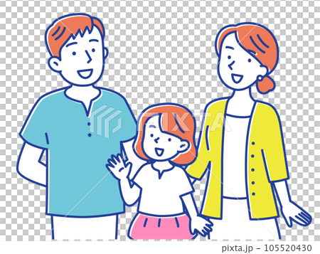一家三口微笑的朋友的插圖 105520430
