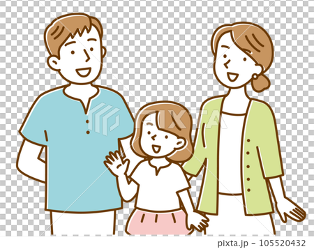 一家三口微笑的朋友的插圖 105520432