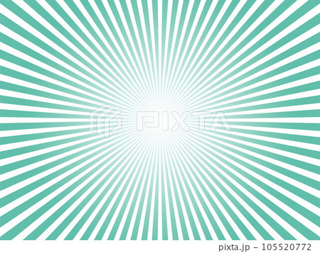 鮮やかに輝くビビッドカラーの太陽光線イメージの集中線背景素材_エメラルドグリーン 105520772