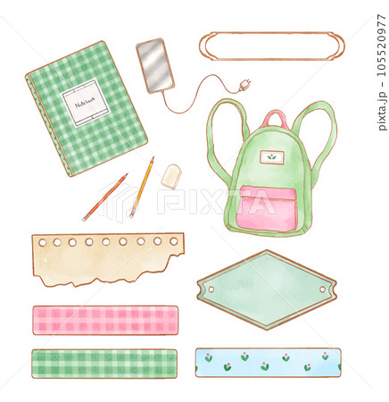 Set of watercolor sticky and memo paper label 105520977