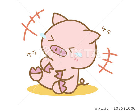 ケラケラとお腹を抱えて笑うぶた 105521006