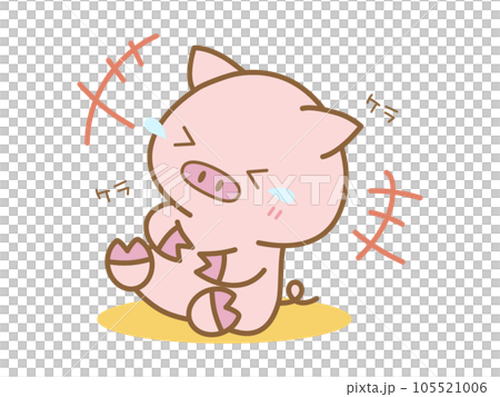 ケラケラとお腹を抱えて笑うぶた 105521006