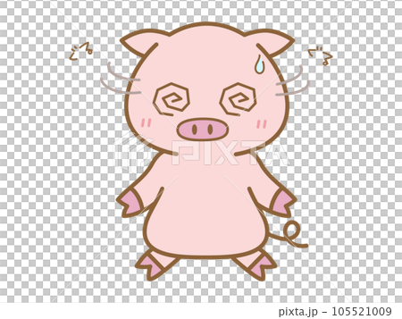 ぐるぐると目をまわすぶた 105521009