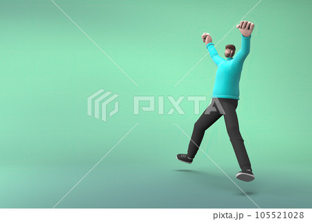 Men in casual clothes are jumping. 3D rendering of cartoon characters Men in casual clothes are jumping. 3D rendering of cartoon characters 105521028