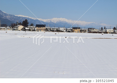 雪景色と信州アルプス 雪景色と信州アルプス 105521045